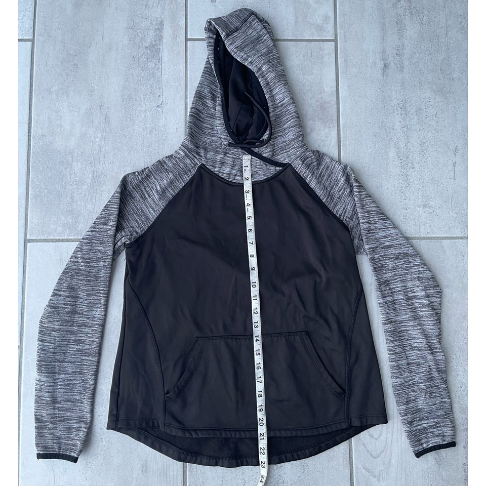 Athletic Works Womens Hoodie Sweatshirt Black Gray Space Dye Drawstring