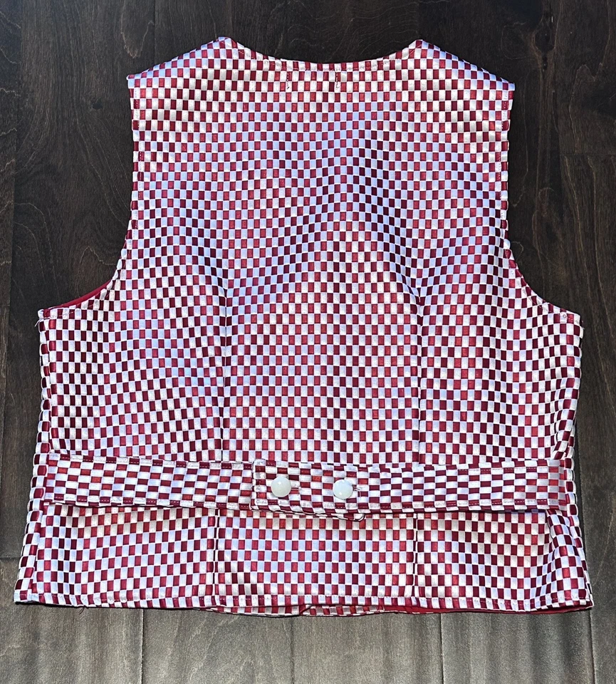 VTG USA BZ Wear Red White Woven Ribbon Christmas Valentines Prom Homecoming Vest - Image 3 of 4