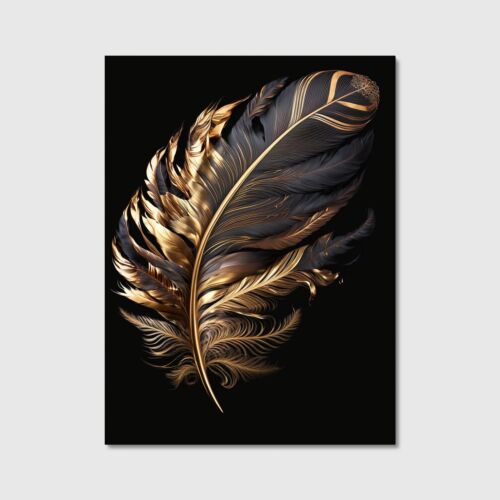 Golden Feather Wandbild XXL Canvas Leinwand Poster Acrylglas Wohnzimmer Elegant  - Bild 1 von 5