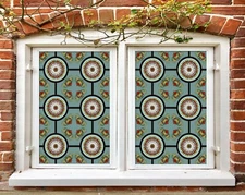 3D Flower Circle D230 Window Film Print Sticker Cling Stained Glass UV Block Amy