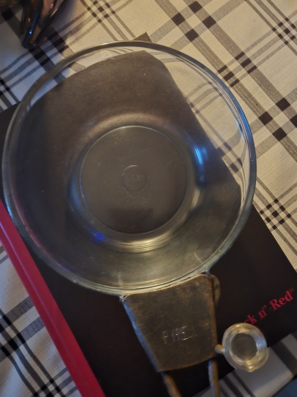 Vintage Pyrex Flameware 7" Pan Blue Glass Skillet Detachable Handle - USA