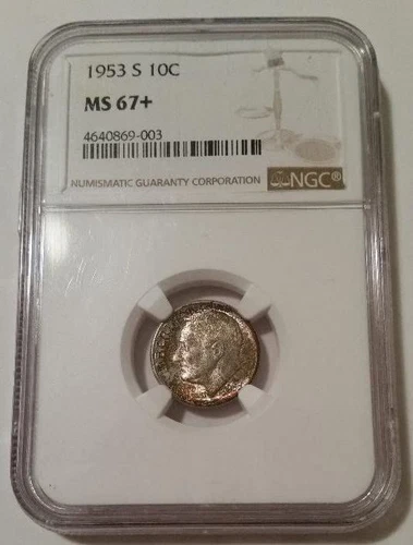 1953 S Roosevelt Dime Unc MS67+ NGC