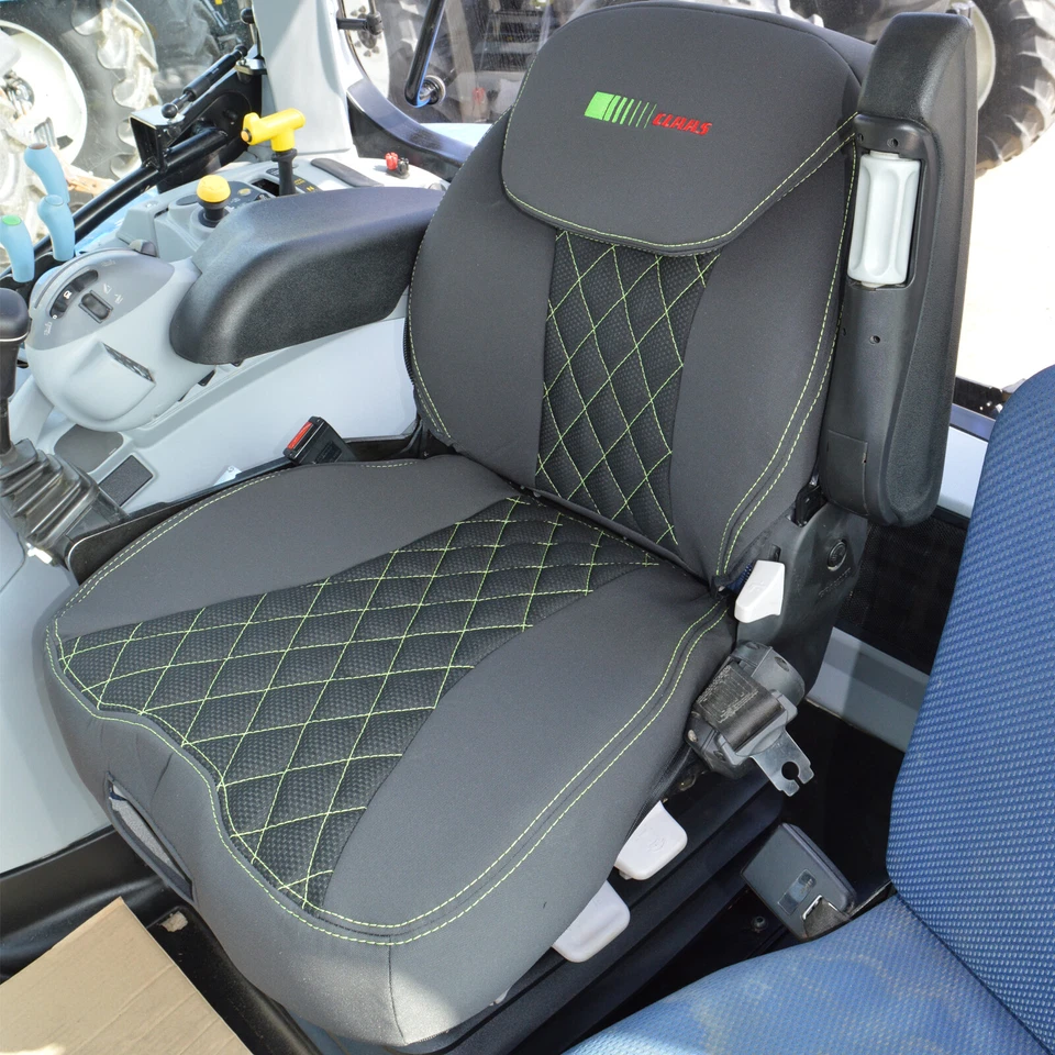 CAR SEAT COVERS DIRECT Claas Tractor Black Fabric Seat Covers Suitable for Grammer Maximo Dynamic Seat