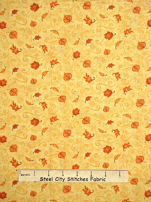 Autumn Fabric - Fall Leaf Leaves Yellow Tonal SPX Grateful Harvest #25610 - Yard