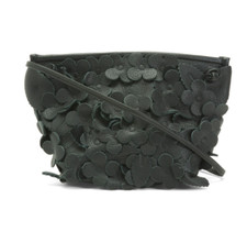 $228 T Tahari 3d Greta Leather Flowers Small Crossbody Handbag Black Purse Cute_