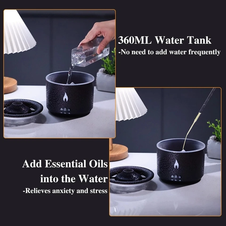 Essential Oil Diffuser Volcano Humidifier with Flame & Volcano Mist Mode Timer - Image 4 of 4