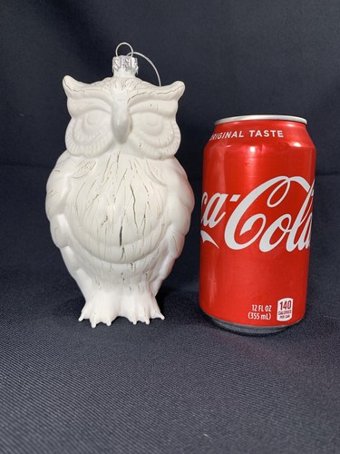 LARGE Snowy Owl Glitter Christmas Ornament 6" - Stands on its own too! - Picture 2 of 11