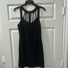 Express black solid strappy sleeveless mini dress V-neck short size S