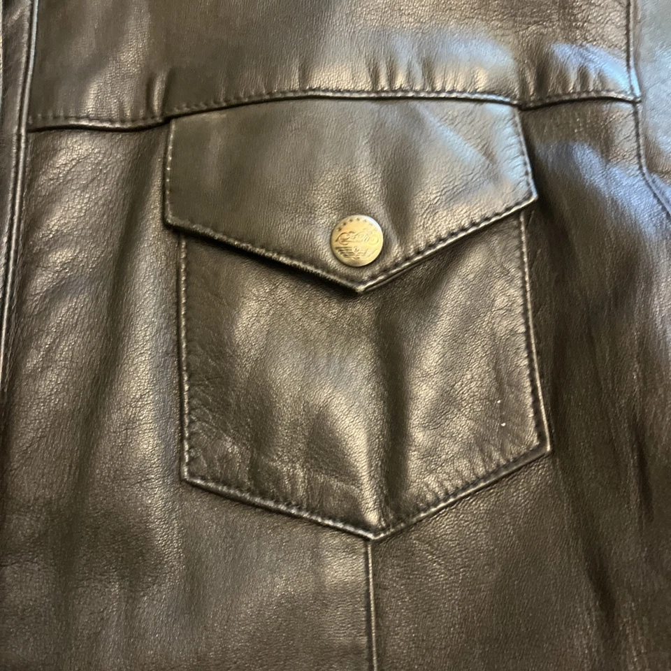 Chaqueta de Cuero Easy Rider Negra Motocicleta Motociclista Mujeres Abrigo Camisa con Botones Forrada Foto 3 de 4