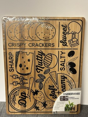 Farberware Bamboo Graphic Charcuterie Organizing Cutting Board 11x14 New Sealed