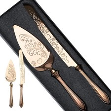 Wedding Cake Knife and Server Set Rose Gold Cake Cutting Set for Wedding, Del...