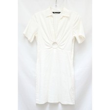 Zara white cut out dress mini short short sleeve party cocktail sheath summer M