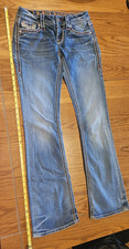 Rock Revival Women  s Jeans Size 26 Bootcut Fleur-de-Lis Thick Stitching Bling