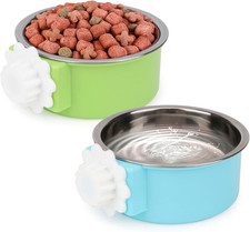 Crate Dog Bowl,Removable Stainless Steel Kennel Water Hanging Food  Water Feede
