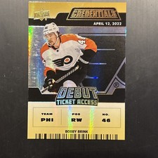 Bobby Brink 2022-23 Credentials Hockey Gold Parallel - Debut Ticket Access 5/5