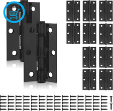 12 PCS Black Door Hinges, 3 Inch (75.5Mm) Black Butt Hinges with 60 Pcs Screws f
