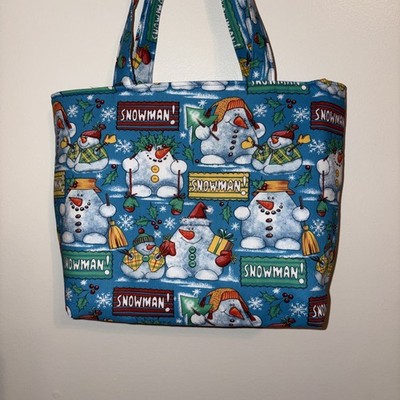 Handmade Snowman with cute hats Broom Presents  and more Tote Bag Purse