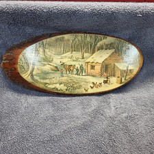Vintage Wooden Picture Wood Bark 14.5 X 6.5