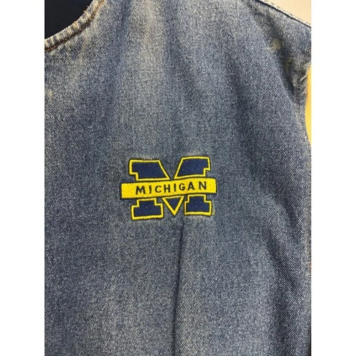 Vintage Team Admit One Michigan Wolverines Denim Varsity Jacket Blue Yellow XL image 5