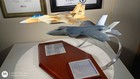 Vintage Plastic Boeing F-35A and F-15C Model Airplanes With Metal Stand On Wood — photo 5