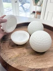 GLOWS! Set of 3 1950 Anchor Hocking Milk Glass Golf Ball Trinket Dish-MINT, READ