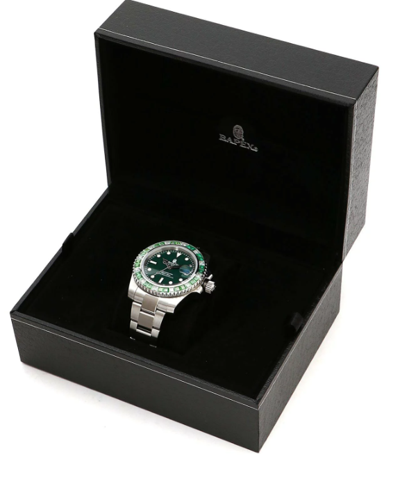 A BATHING APE Men's Watch TYPE 1 BAPEX CRYSTAL STONE COLOR GREEN