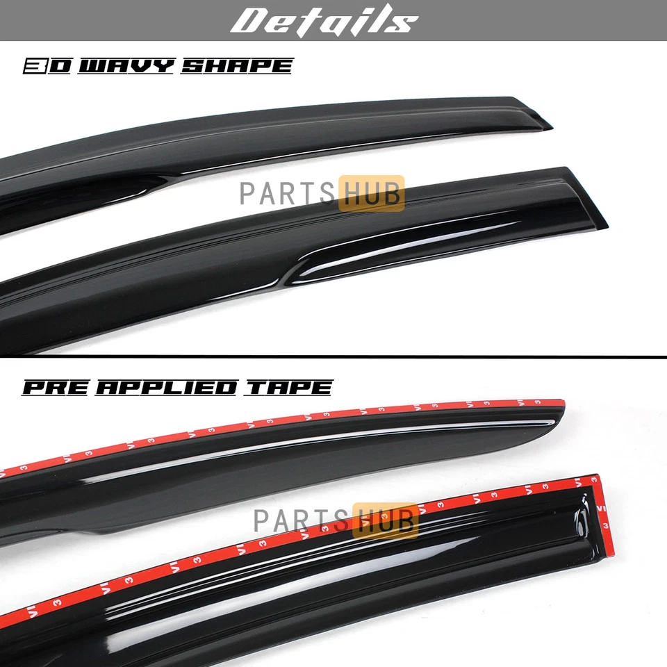 Para Subaru Legacy 2010-2014 sedán estilo JDM Mugen viseras de ventana protectores de lluvia Foto 2 de 4