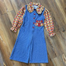 Vintage 70s Carter s Owl Wide Leg Kid s One Piece Jumpsuit 2T