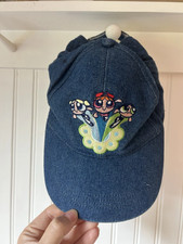 Y2K VTG Powerpuff Girls Denim Hat StrapBack Embroidered Logo Cartoon Network EUC