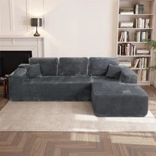Cloud Sectional Couch w L-Shape Chaise, Modern Modular Sofa w Deep Seat Grey