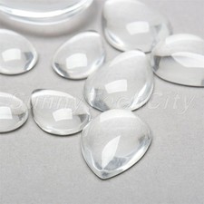20x Teardrop Clear Glass Transparent Dome Cabochons Pendants Magnifying Charms