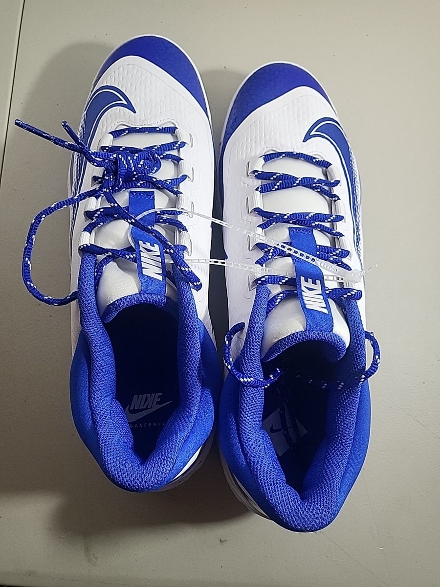 Nike Men 13 Alpha Huarache Elite 4 Low MCS Baseball Cleat White Blue FD6255-106 Nike Alpha Huarache Elite 4 Low MCS Blue & White Cleats Sz  main image 4