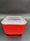 VTG Pyrex Red Glass Refrigerator Storage with LID 501-B