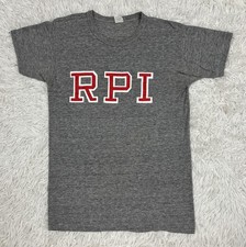 Vtg 70s 80s RPI Tri Blend T Shirt Sportswear Single Stitch Made in USA M Gray