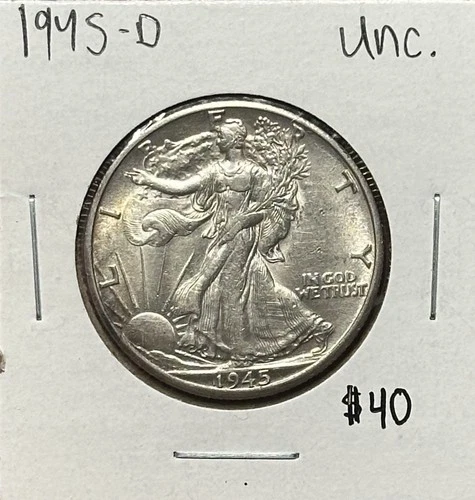 1945 D Walking Liberty Half Dollar Unc