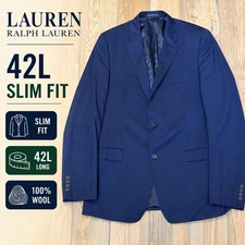 Lauren Ralph Lauren 42L Slim Fit Navy 100 Wool Sport Coat Blazer Suit Jacket
