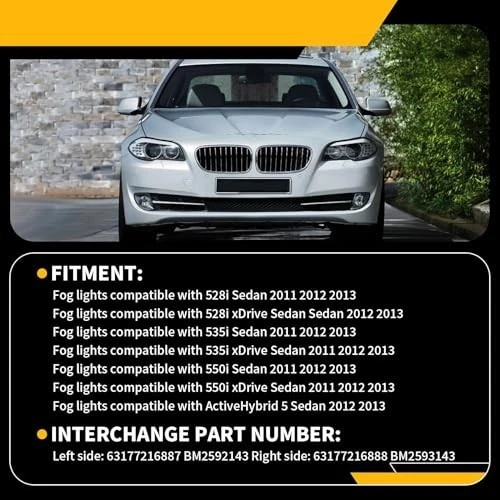Faros antiniebla delanteros para BMW Serie 5 2011-2013 sedán F10 F11 528i 535i 550i xDrive Foto 3 de 4