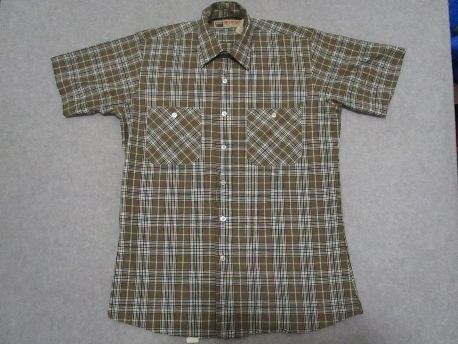 VTG BIG MAC Shirt Men's Medium Brown Plaid JcPenney's 60s 70s Workwear