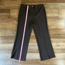 St John Collection Marie Gray Black Wool Blend Trousers Size 8 Straight Leg 42F