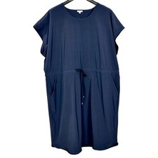 Talbots Lightweight UPF Dress Women’s Size 3X Tie Waist Knee Length Travel Navy
