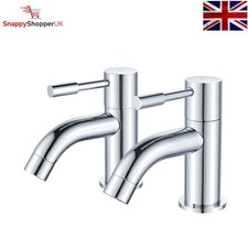 Contemporary Twin Spout Bathroom Sink Taps - Lead-Free Brass, No Splash Design
