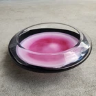 Alfredo Barbini Murano Italian Art Glass Candy Bowl Vintage Pink White Black