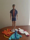 Vintage Mattel 1960 Ken Barbie Doll Brown Hair Blue Eyes Hawthorne & 5 Pc Outfit