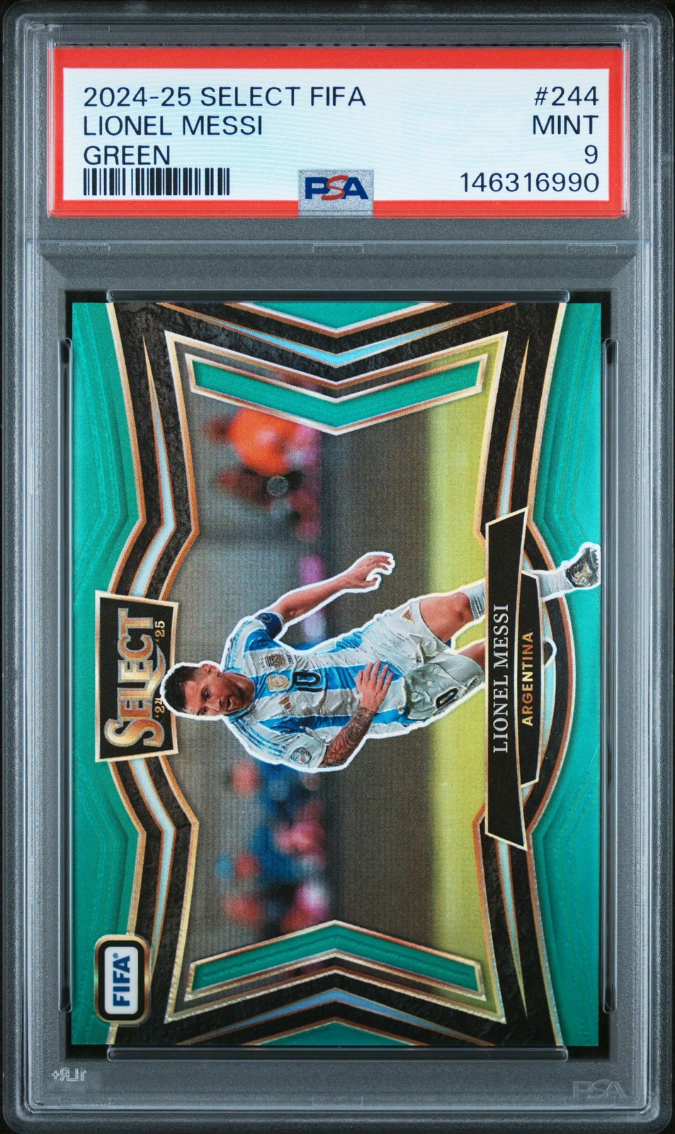 2024-25 PANINI SELECT FIFA GREEN #244 LIONEL MESSI 1/5 PSA 9