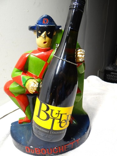 1950s Vtg Dubouchett Backbar Chalkware Statue Sign Clown Harlequin Bar Display