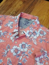 Izod Saltwater Hawaiian Tropical Shirt Men's M Hibiscus   All Over Mint...