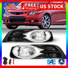 Fit 2012 2013 Honda Civic Coupe Fog Lights Driving Bumper Lamp Kits Clear Lens