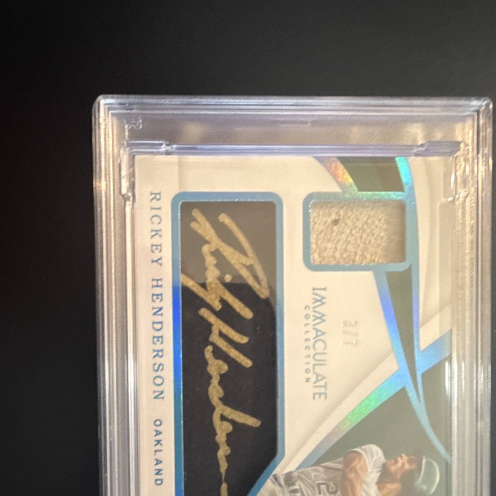 Panini Immaculate Clutch Patch Auto Rickey Henderson /7 Athletics PSA game worn  view 5