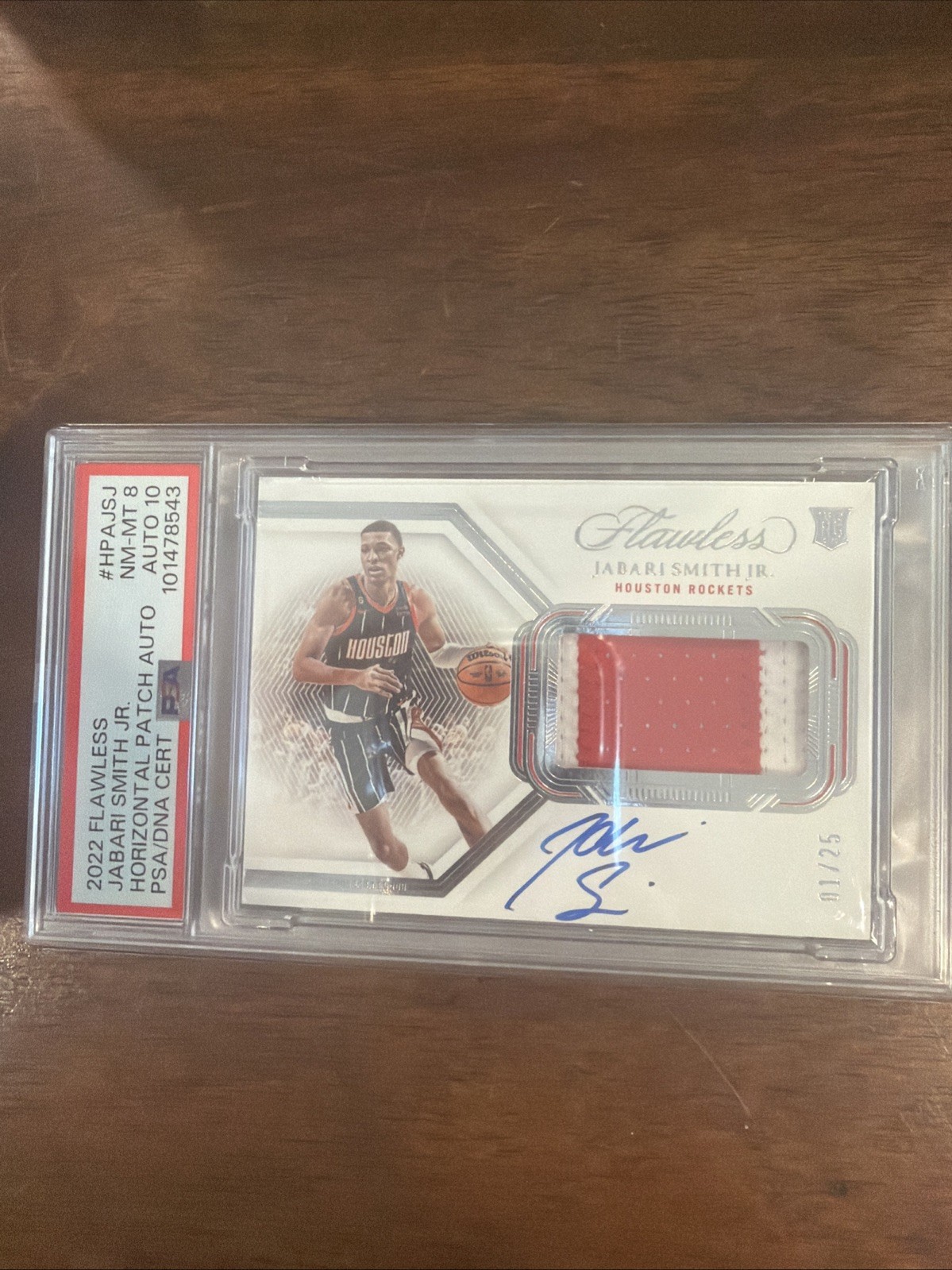 2022 Flawless Jabari Smith Jr Horizontal Patch Auto 1/25 Jersey # PSA 8 Auto 10!