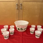 1950’s RARE FAWN Tom & Jerry Egg Nog Bowl Christmas set 10 Cup Hazel Atlas MINT